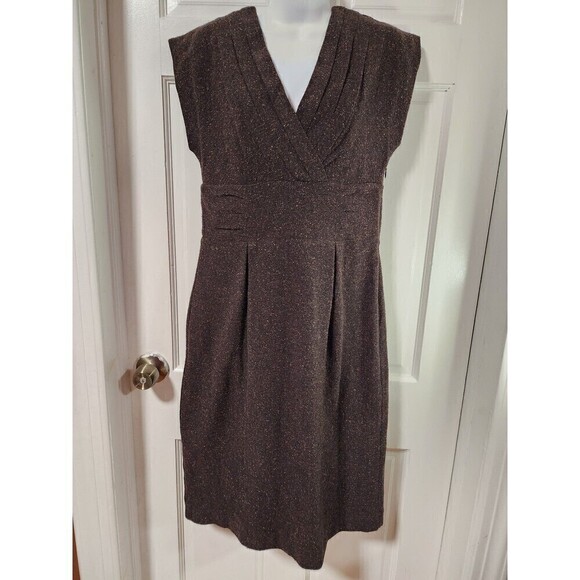 Banana Republic Tweed Pencil Dress Vintage Y2K Pleated V-neck Cap Sleeve… - Picture 11 of 12